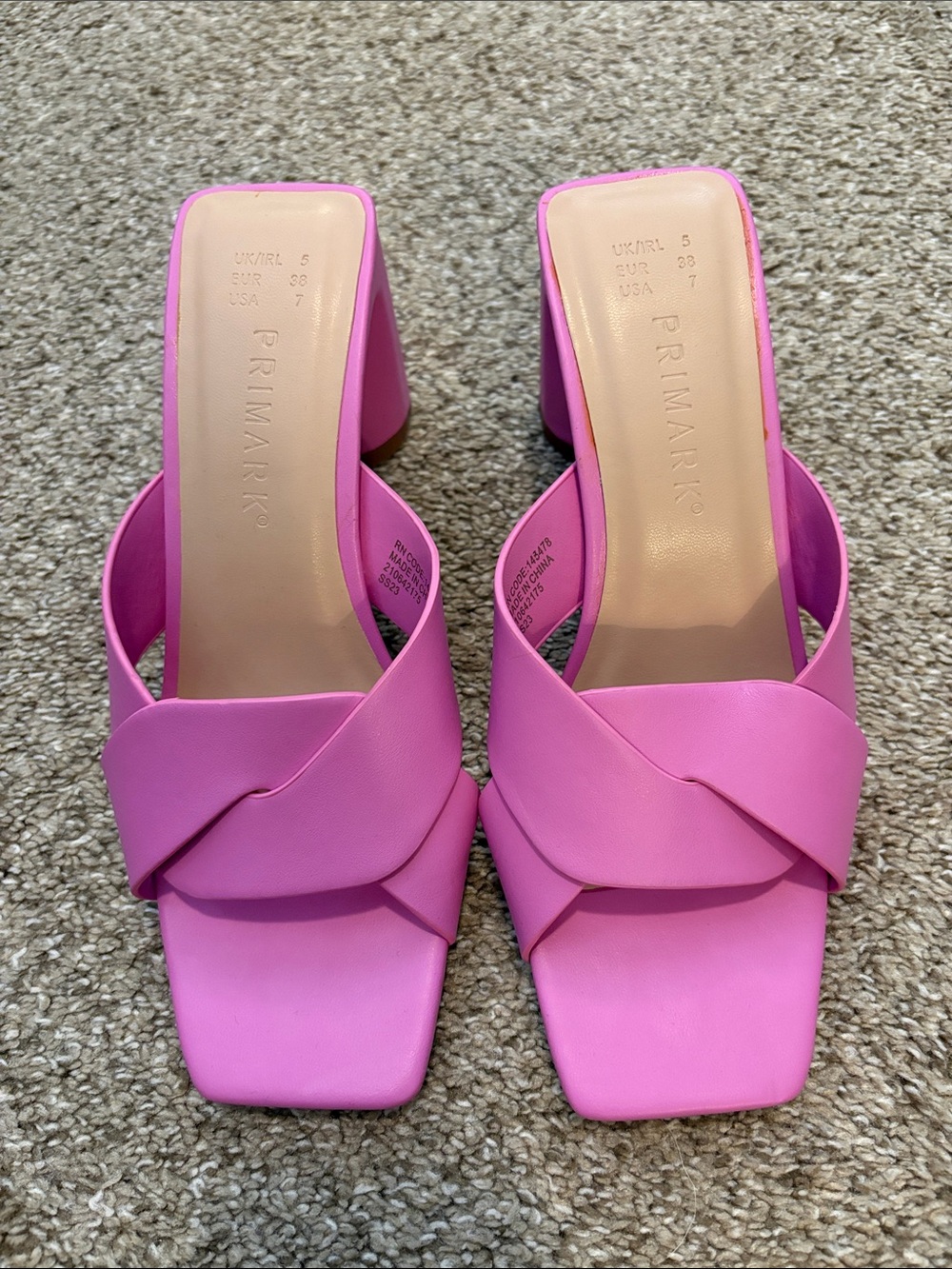 Primark Hot Pink Knotted Block Heel Mules